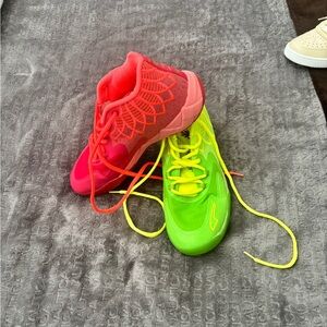 Puma Neon Pink and Green Athletic Shoes